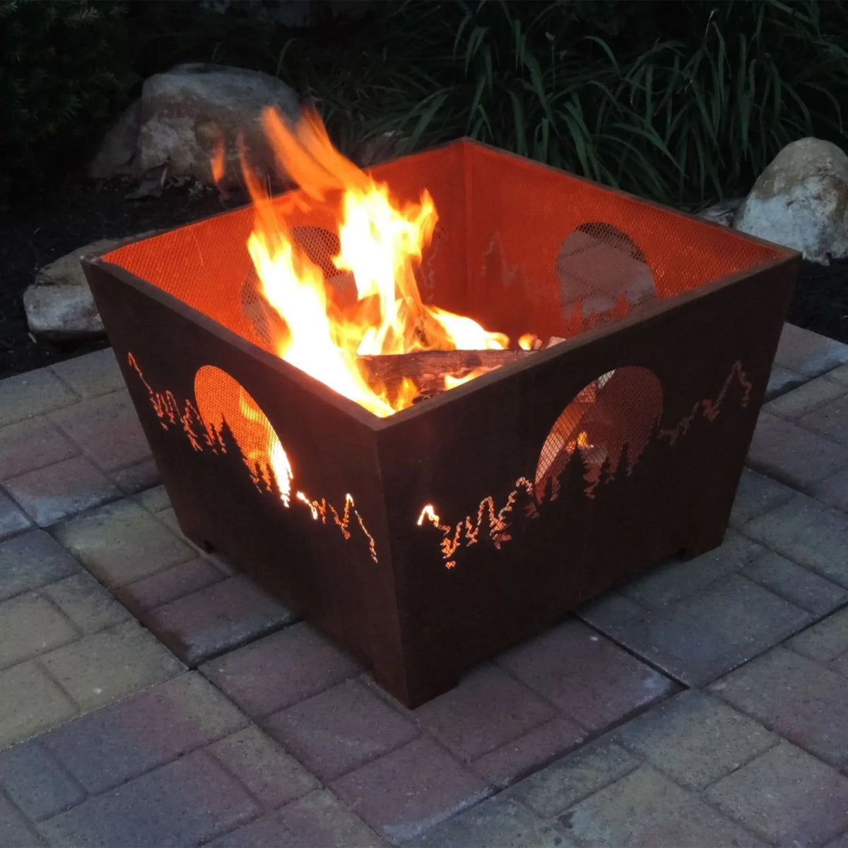 Moon Basket Brown and Outdoor Forest 24" Square Fire Finish Design Rustic Esschert