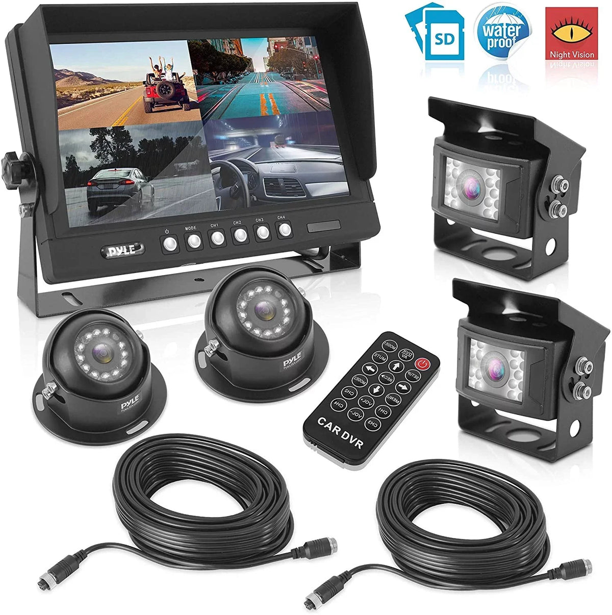 Up Truck Recorder, - DVR Car Dual Tilt-Adjustable, Vision, Monitor, Video Parking Kit Camera View w/ Mount Pyle Back LCD Backup Rearview Universal Night System Rear PLCMTRDVR47 - Vehicle Reverse 9