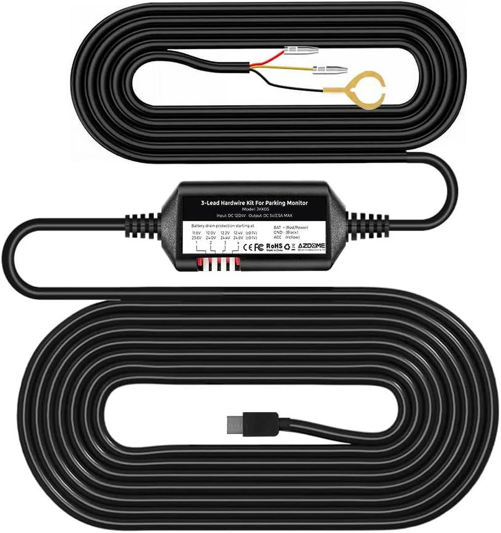 M560-3CH Hardwire M330 for AZDOME Hard Dash M27 M580 Kit, Dashcam, USB PG19X PG16S-3CH Cam Kit Wire Type JYX05 C