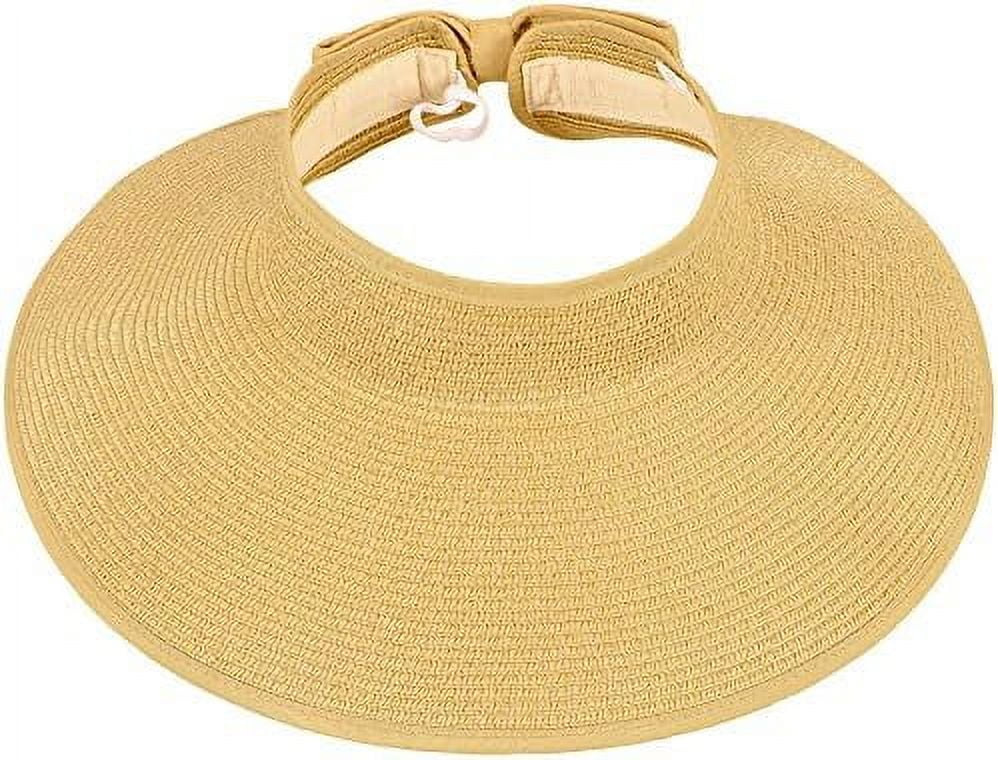 Visor Brim Roll Hat Straw Ribbed_Beige Up Sun Wide