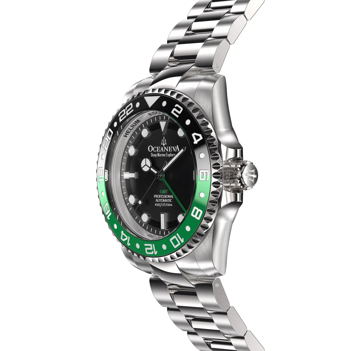 '- Dive Green Watch GMT 1250M Deep Down with Back Movement Screw Explorer Men - For Seal Resistance Case Swimming Watches Oceaneva™ - Bezel Automatic Marine Japan Diver Water Triple Pro Wrist