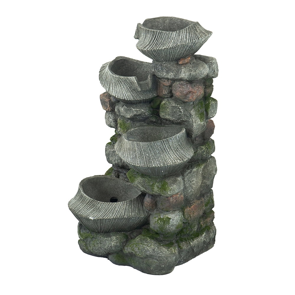 Water Fountain - Experience LED 1 Stone water of with the - cascading - Lights tranquility 35.2
