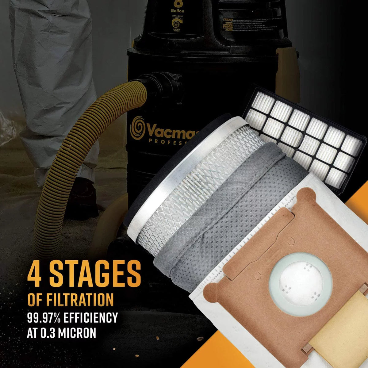 YU Vac, Wet/Dry Pro 8 Filtration Hepa gallon