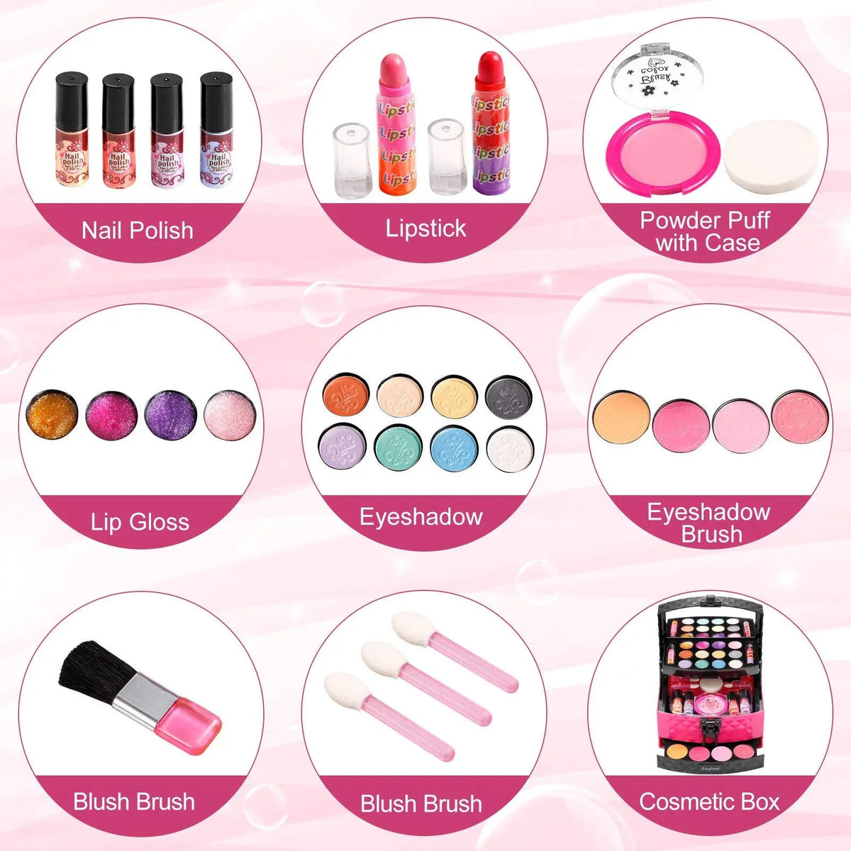 Non-Toxic, Pink for Washable Girl, Girls Birthday Toy Play Kids Pretend Kids, for Makeup Set Real Kit Makeup for Kids Set Vextronic Cosmetic Kit Makeup Beauty Toy