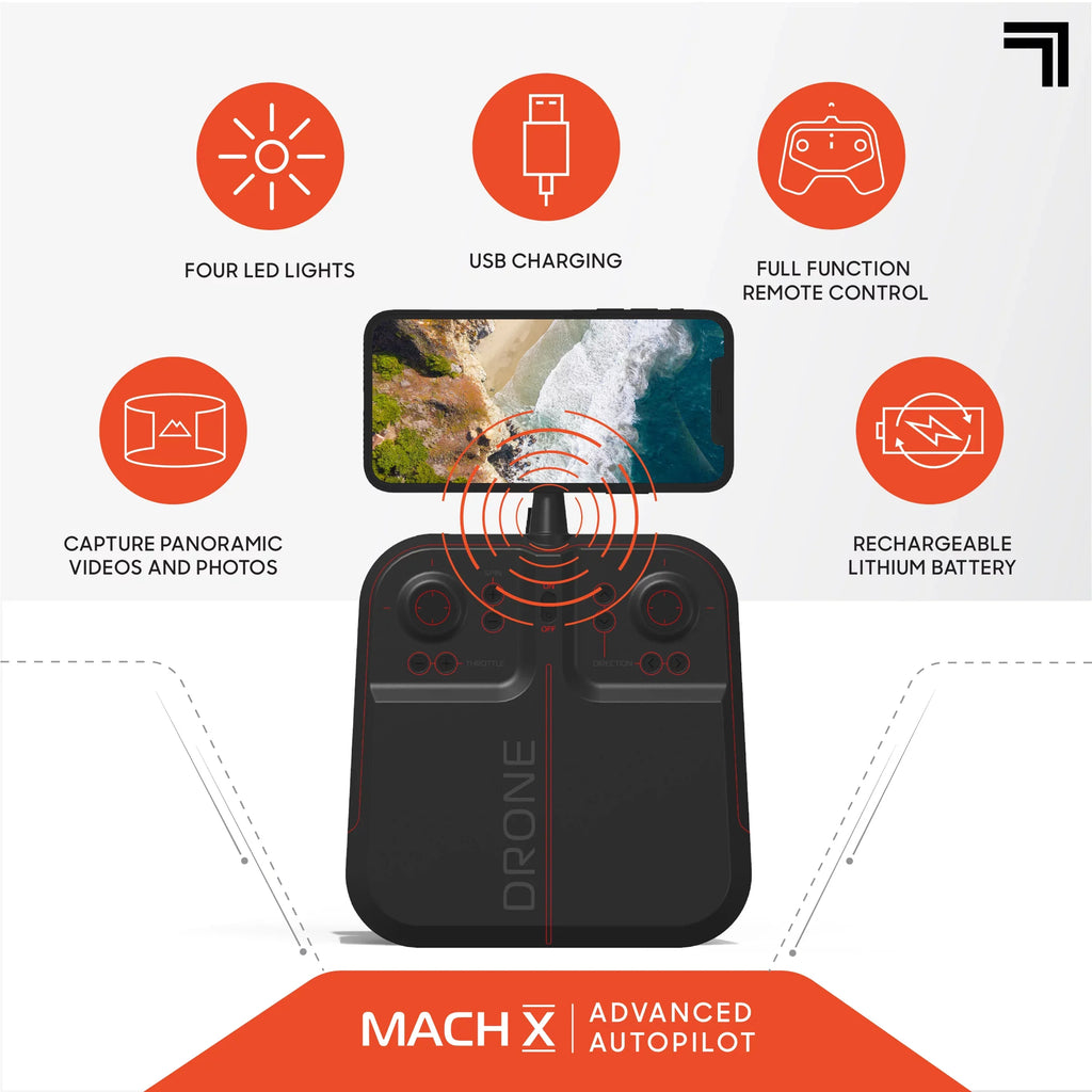 Controlled Camera, Mach Wireless IMAGE Stream Remote Assisted with Landing, and 2.4GHz Drone RC with Quadcopter 10inch Rechargeable SHARPER