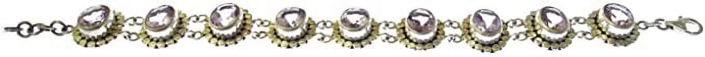 Silver Sterling Gypsy to 7.5” Ethnic / Handcrafted Gemstone Bracelet Designer Tribal Fashion Inch Amethyst Adjustable for Beautifully Unique 8” Purple Length 925 Women Genuine