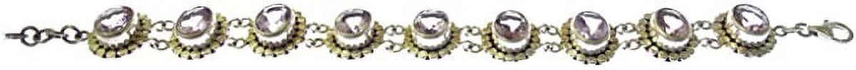 Silver Sterling Gypsy to 7.5” Ethnic / Handcrafted Gemstone Bracelet Designer Tribal Fashion Inch Amethyst Adjustable for Beautifully Unique 8” Purple Length 925 Women Genuine