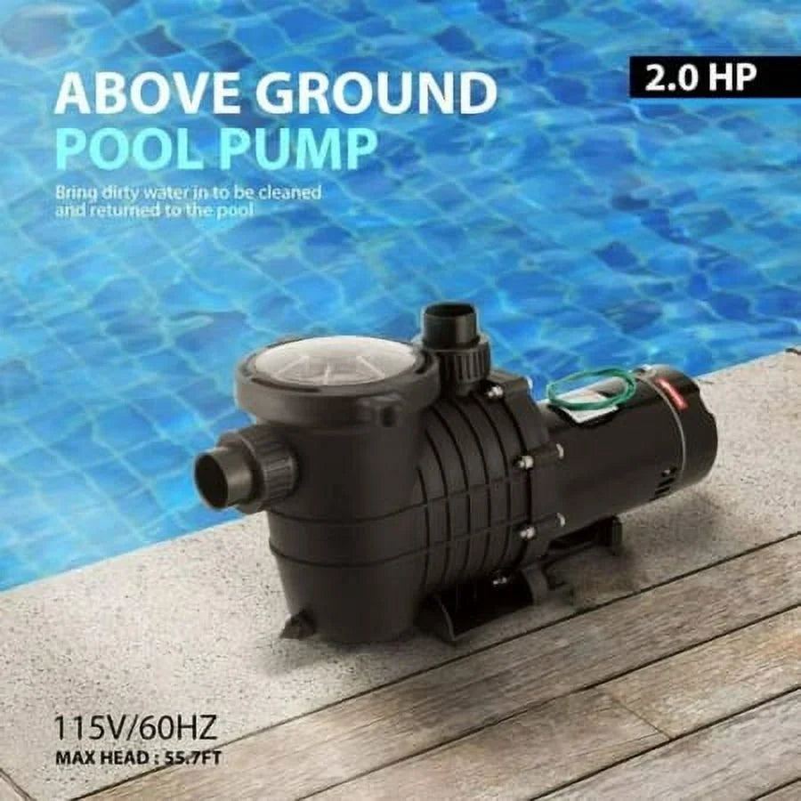 Motor Pump Filter Pool In/Above Swimming w/Strainer 2.0HP Ground 7080GPH