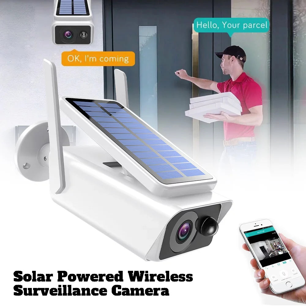 Panel, DFITO Security Cameras Night with Detection, Talk, Camera White Solar PIR Vision,Waterproof, Wireless 2-Way Outdoor Outdoor, Security Solar