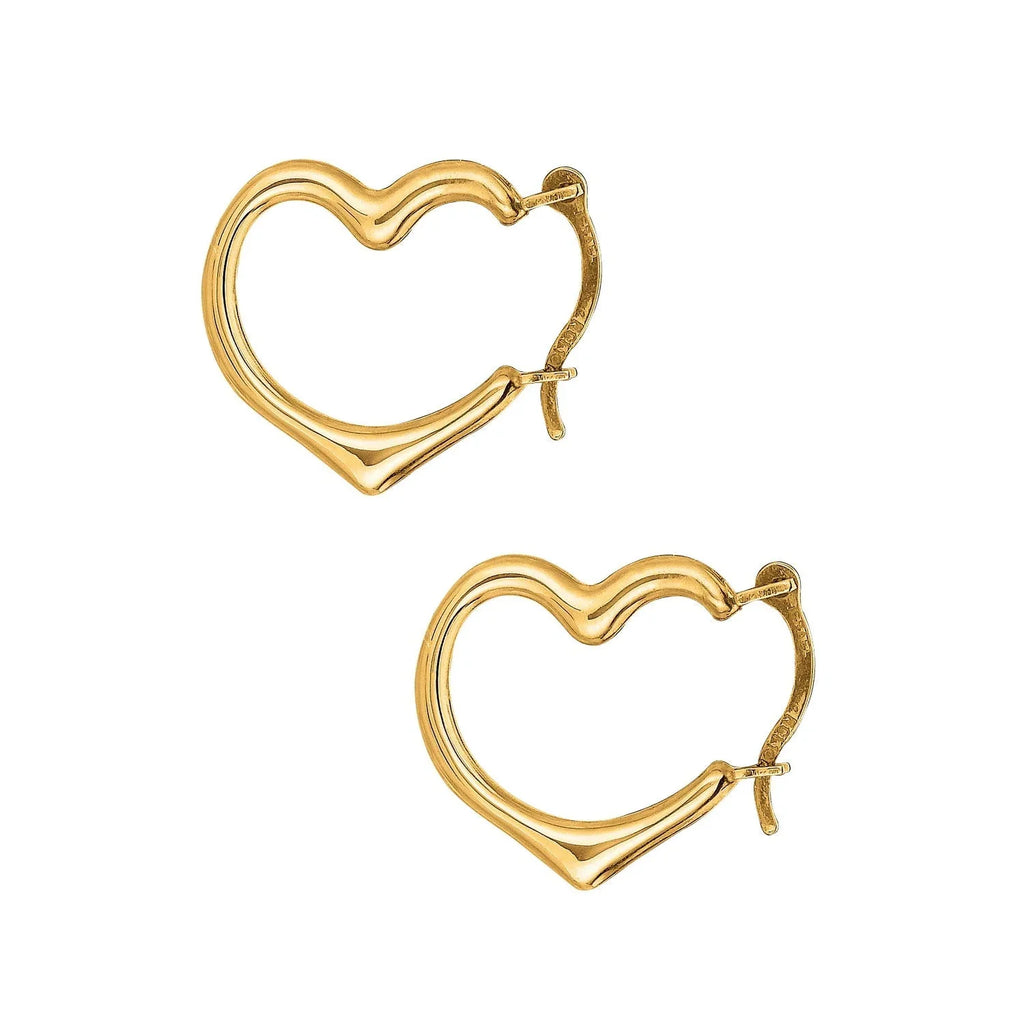 Earrings Real Hoop Yellow 10K Gold Heart