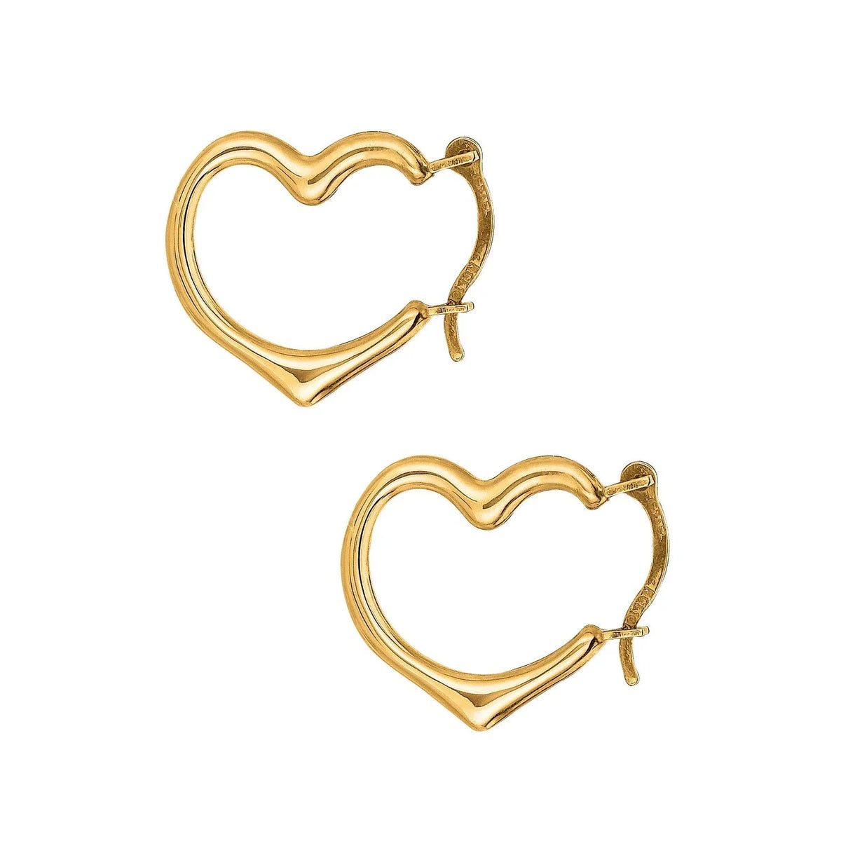 Earrings Real Hoop Yellow 10K Gold Heart