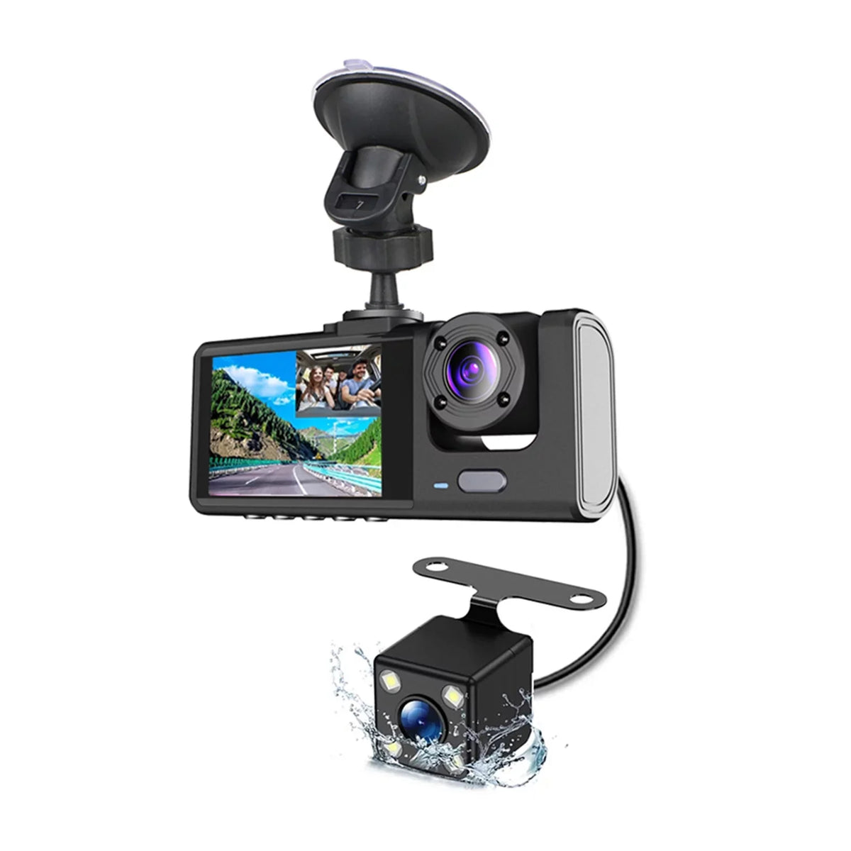1080P+720P+480p Camcorder Auto Front Video Car Car Recorder Cameras Inside Andoer 3 Cam Mirror Safety Camera Recording Vision and Rear Rearview Dash Driving Night Recorder Car