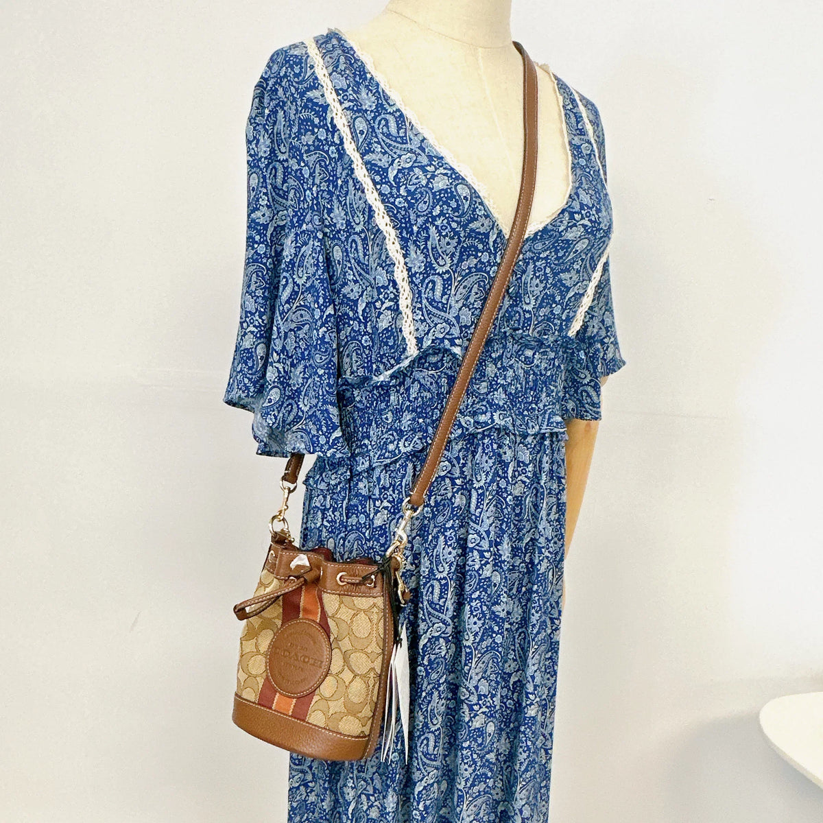 Mini COACH IN Bag SADDLE Dempsey Bucket KHAKI MULTI C8322