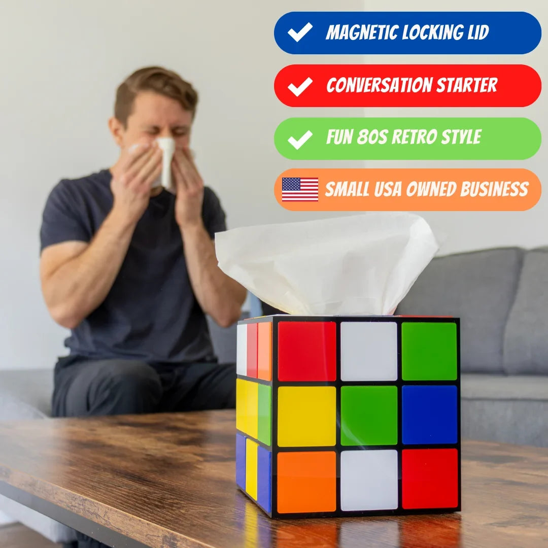Cube Secure Cover & Props Big with Magic Tissues Bottom Use | Decor Magnetic Theory to Tissue Box Keep Easy Bang Lid |