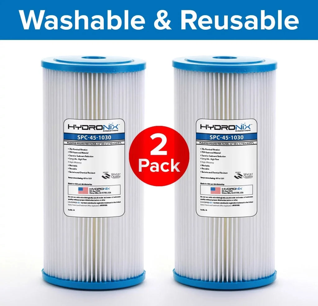 RS6 4.5 & - 30 Filter, FXHSC Sediment SPC-45-1030 (2 10 Compatible Hydronix Water R30-BB Pack) x Pleated micron Reusable