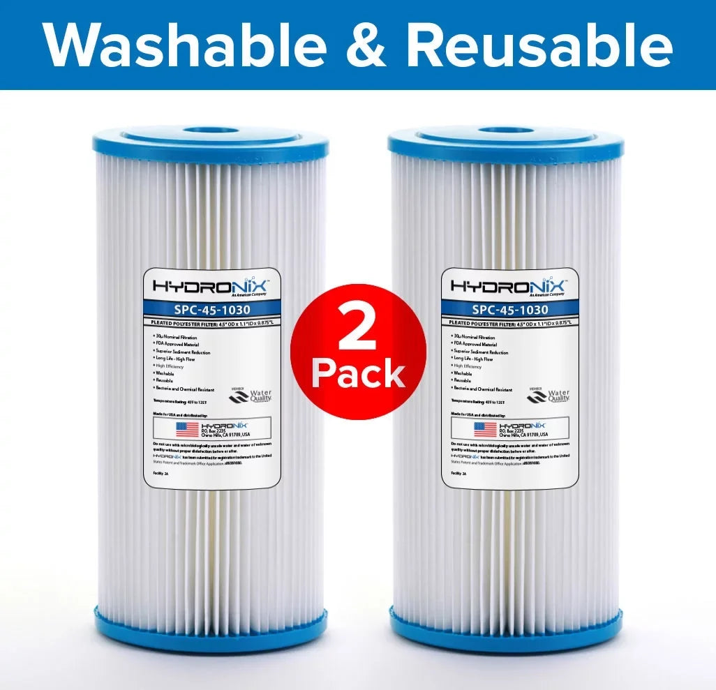 RS6 4.5 & - 30 Filter, FXHSC Sediment SPC-45-1030 (2 10 Compatible Hydronix Water R30-BB Pack) x Pleated micron Reusable