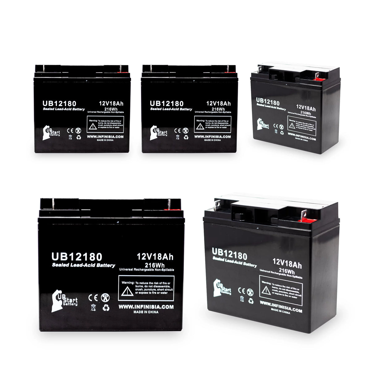 UB12180 18Ah, Pack EAGLE CF12V18 18000mAh, SLA) Battery BATTERIES Lead AGM, Terminal, - Universal 5x Sealed Compatible (12V, T4 Replacement - Battery PICHER Acid