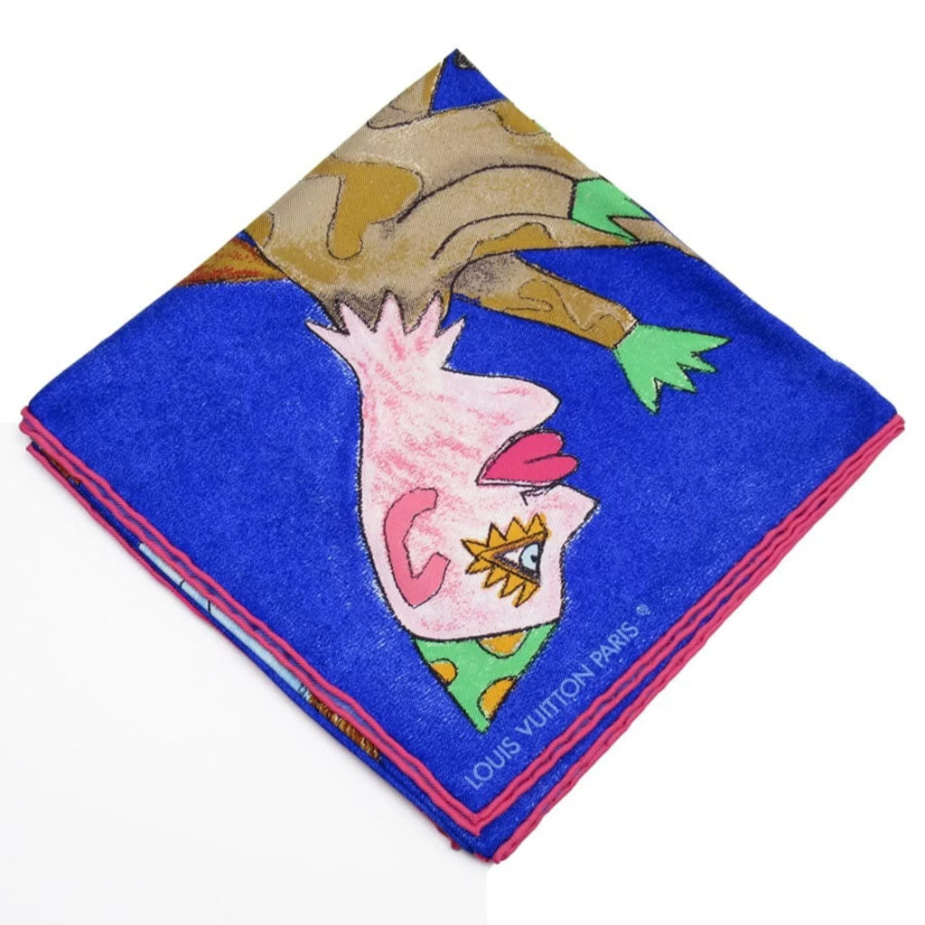 Estimated Blue Wilson Silk (Good) Pre-Owned Scarf William Vuitton Louis