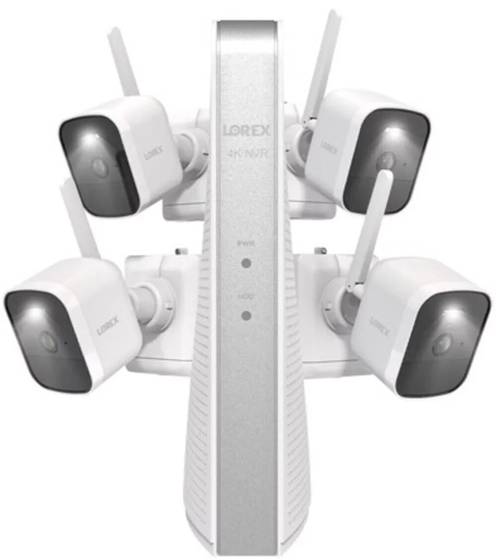 Battery-Operated (4) Lorex (White) Cameras NVR Four System with 4K