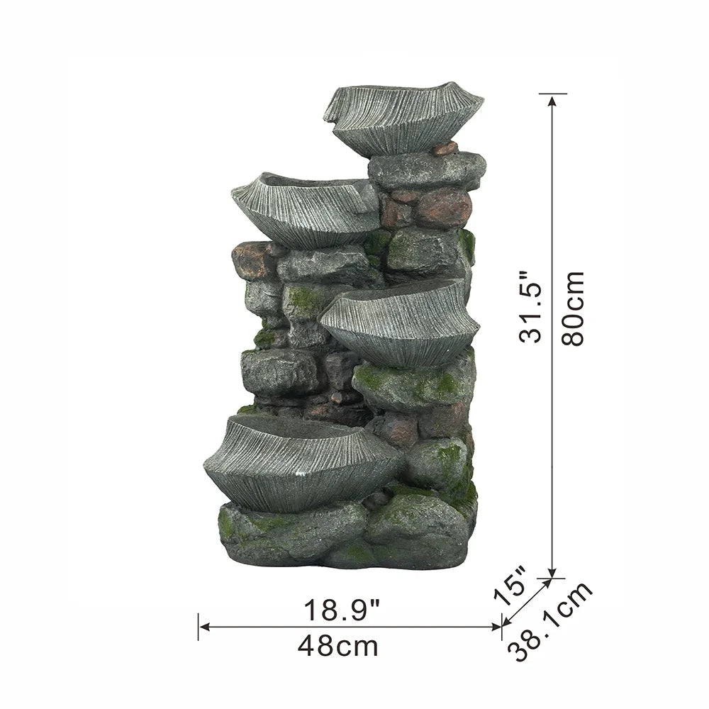 Water Fountain - Experience LED 1 Stone water of with the - cascading - Lights tranquility 35.2