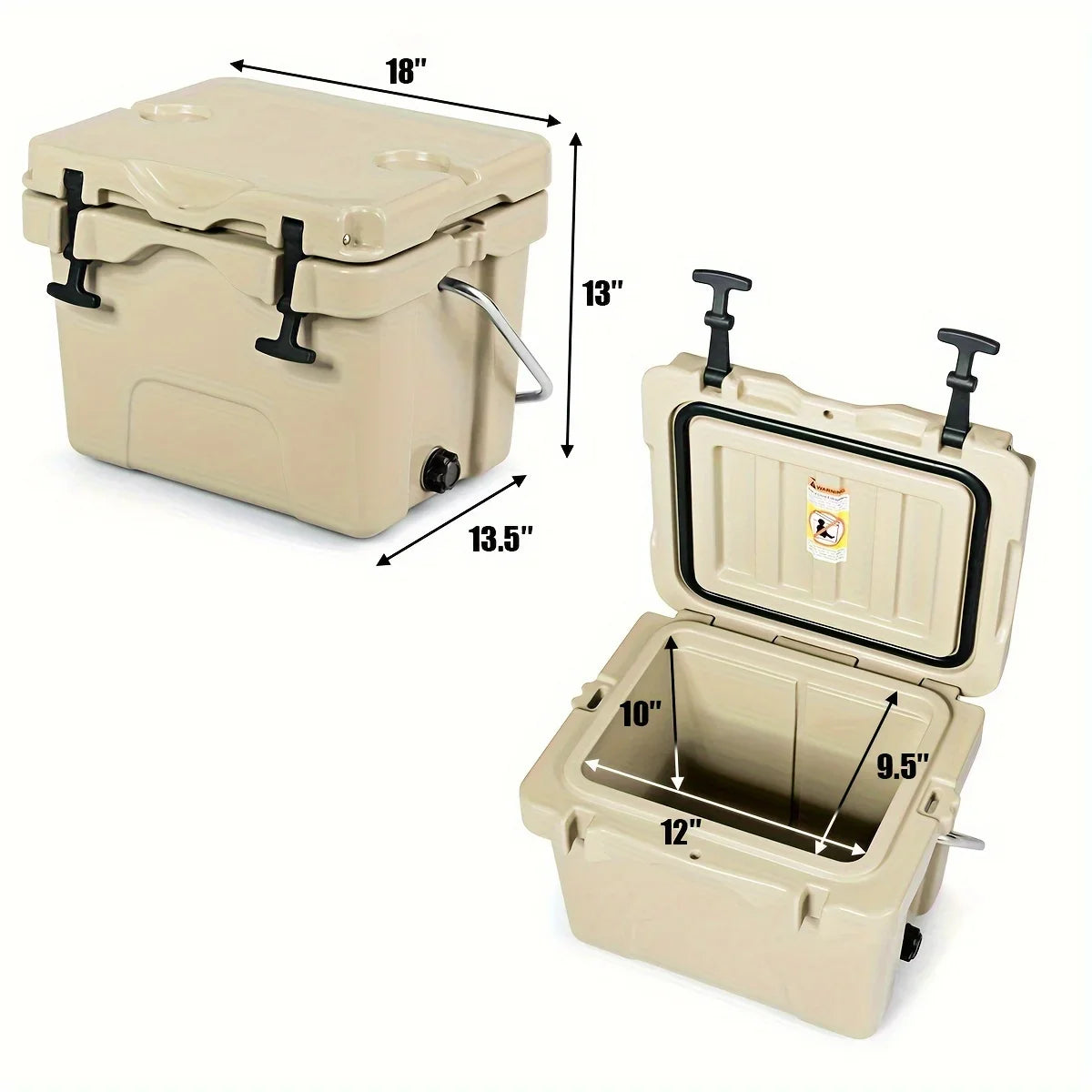 Leak-Proof Ideal for - Cooler Keeps COSTWAY & Camping Outdoor Durable 24 Chest, - Chilled Picnics Cans 16-Quart Ice