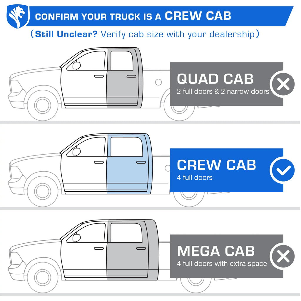 Cab Nerf Rail Crew | 3500; 2010-2024 Bars Ram 2019-2024 TG-LX3D82348 Classic Step Side | Step 2009-2018 Tyger Dodge 1500; 2500 with Board LanderX | Drop Auto Compatible Running