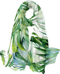 for Watercolor Neck Lightweight Leaves Scarves Silk Green Wrap Girls Long Shawl Women Scarf Hyjoy