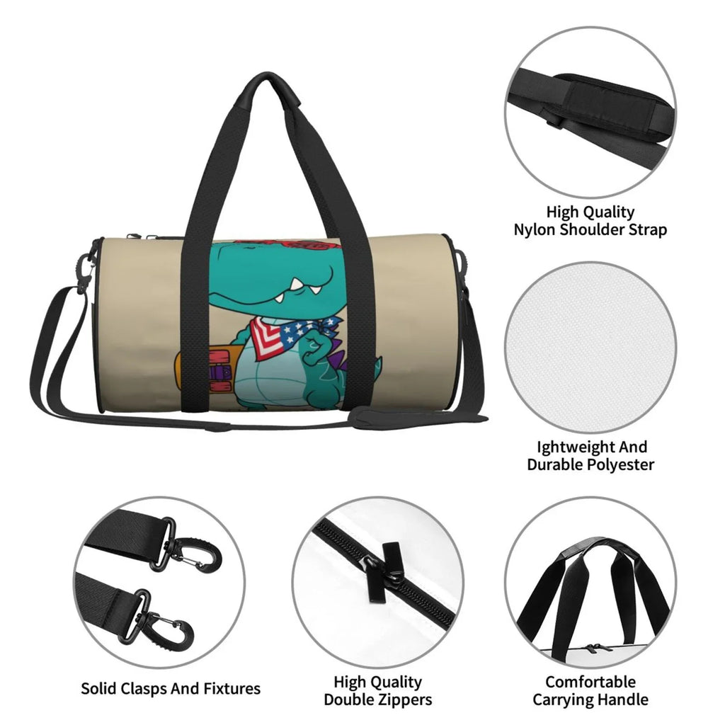 Bag and Travel Large Bag Playing Bag Cylinder Capacity Gym Skateboard Coaee Cool Compartment Waterproof with Luggage Pocket Dino Sports