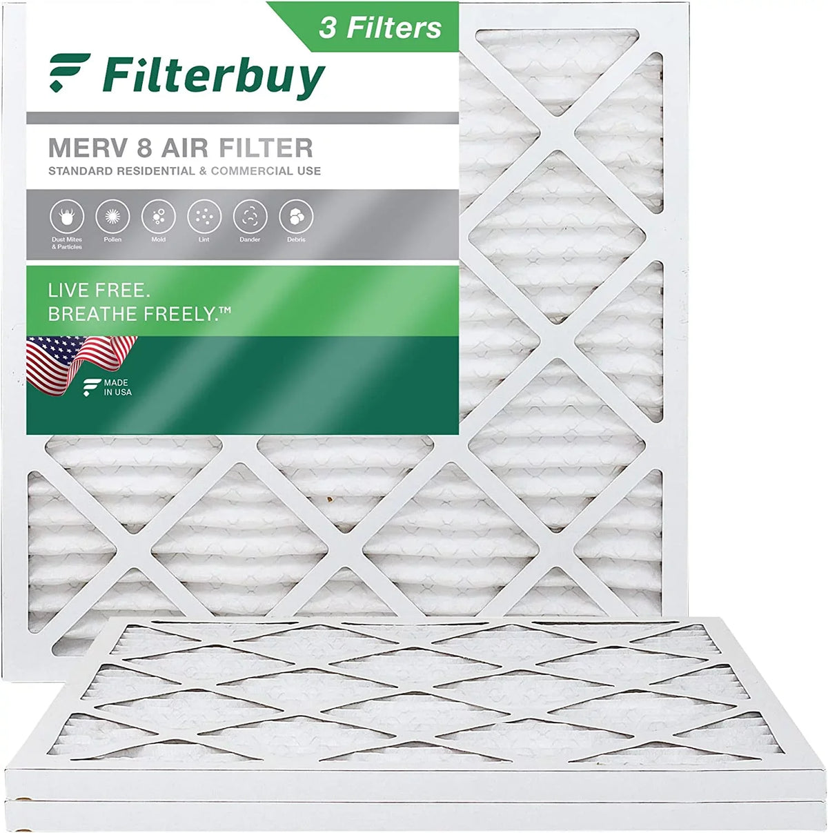 HVAC MERV (3-Pack) Air Pleated Filterbuy AC 19x19x1 Furnace 8 Filters
