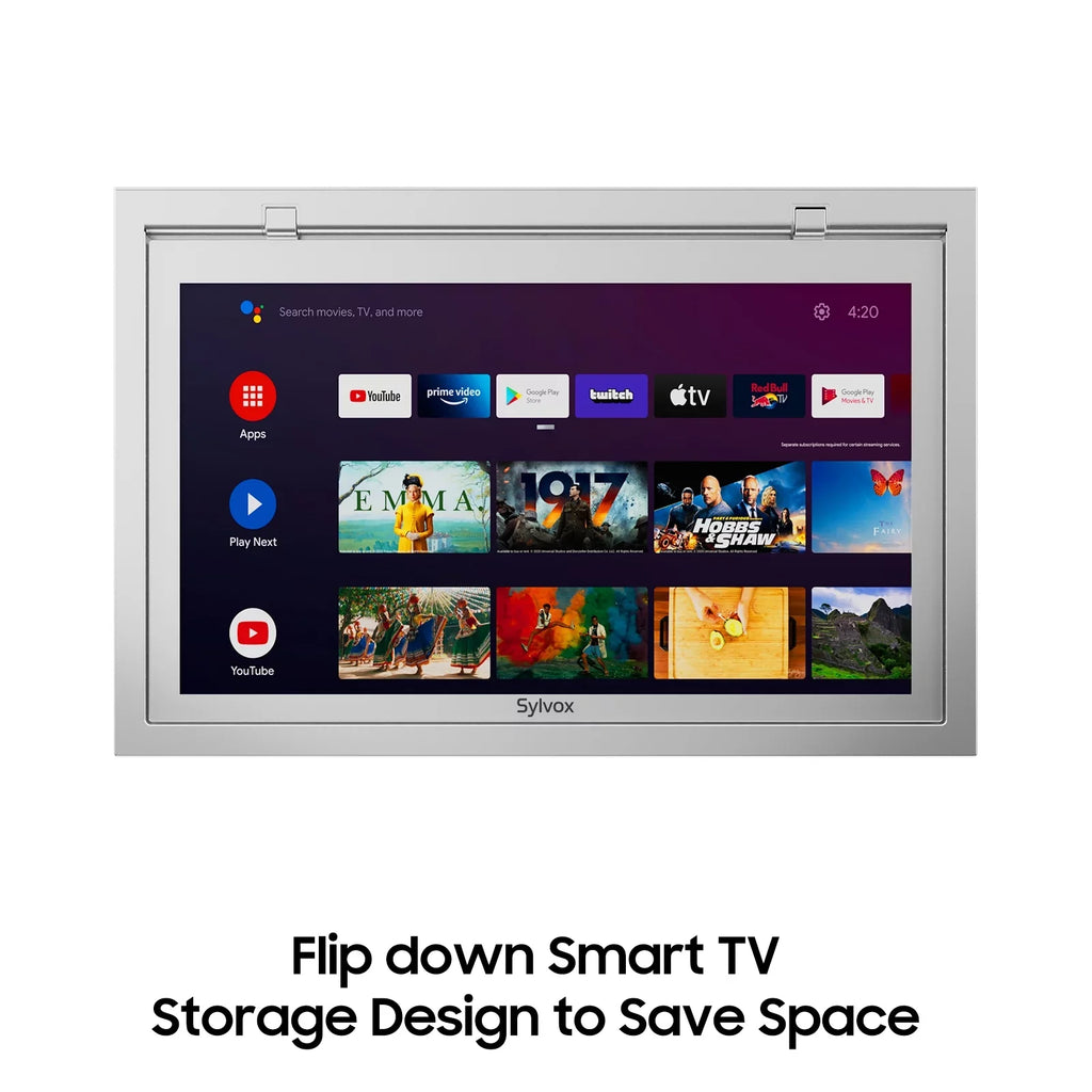 Smart 15.6 SYLVOX inch Bluetooth(Silver） Under Android WiFi Smart TV, Google FHD 1080P Built-in Assistant Cabinet TV Google Play, TV, Kitchen Support