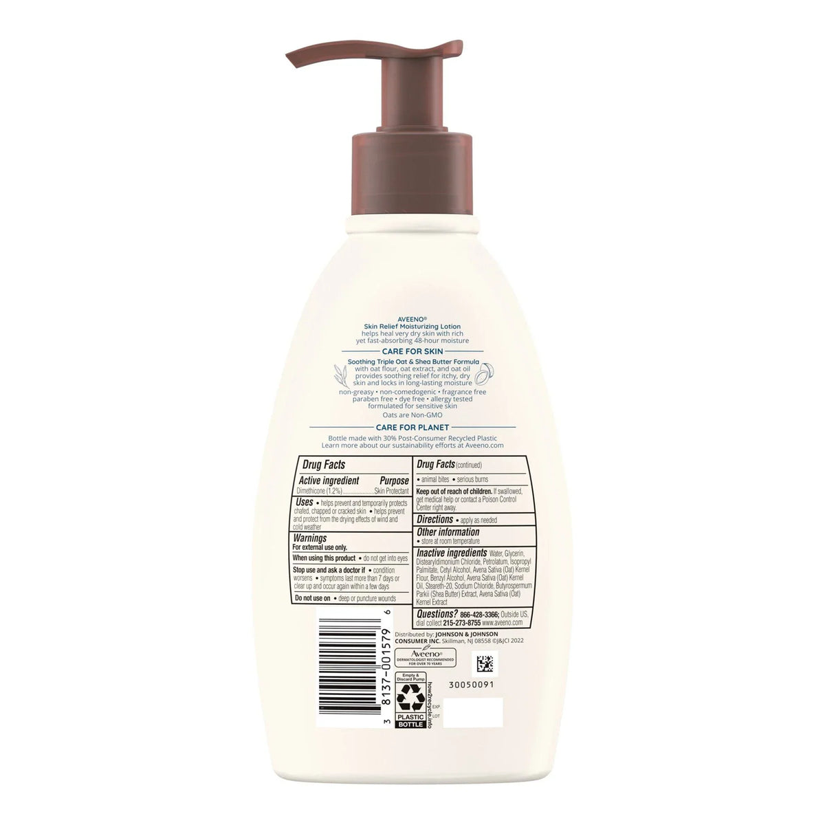 Body and Aveeno Relief Skin oz. (EA/1) Bottle 12 Moisturizer Pump Hand Lotion Unscented