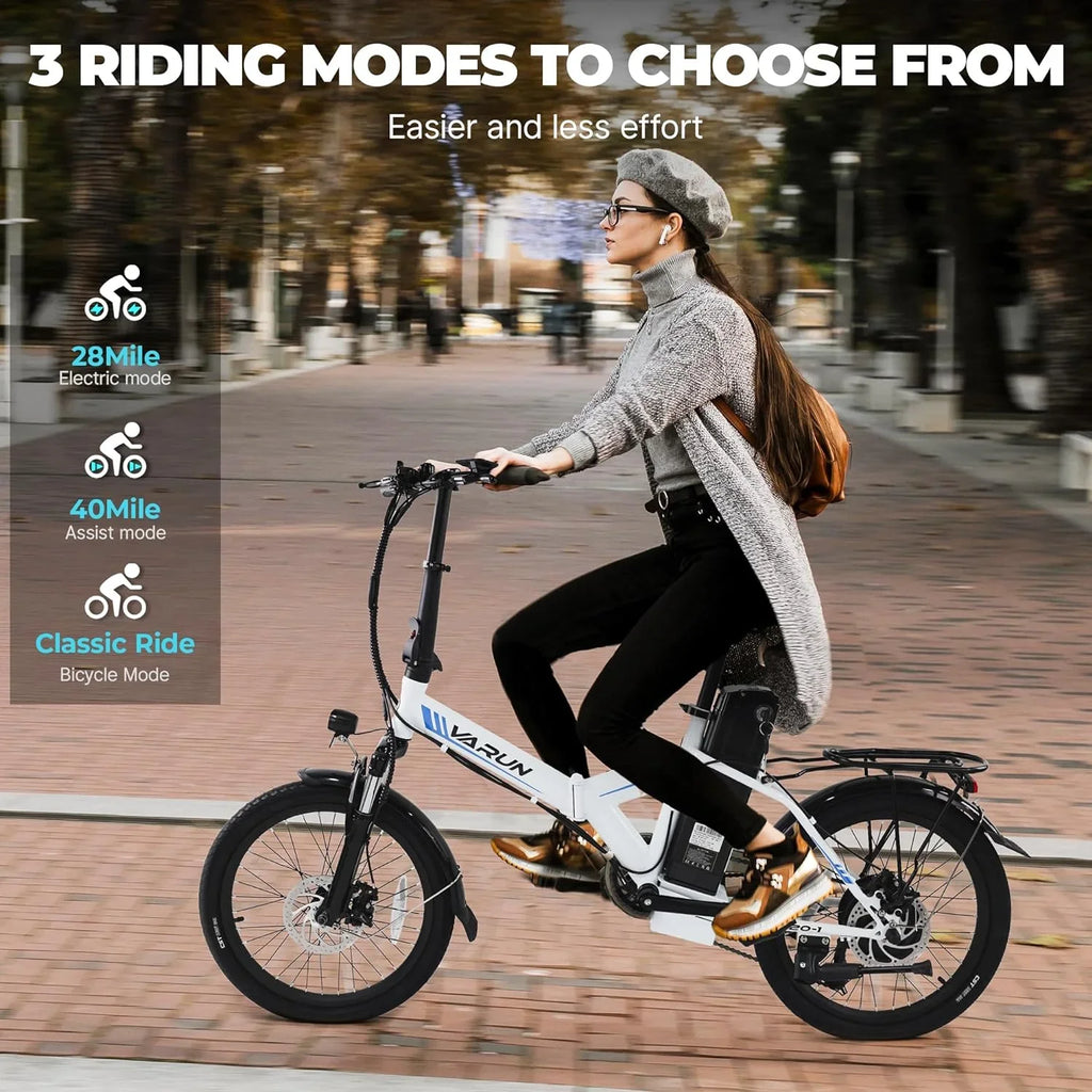Ebike VARUN Speed 500W for 48V Folding 20MPH Electric Stylish and Lithium 40 Bike 20" Miles - Battery Range Wheels, with