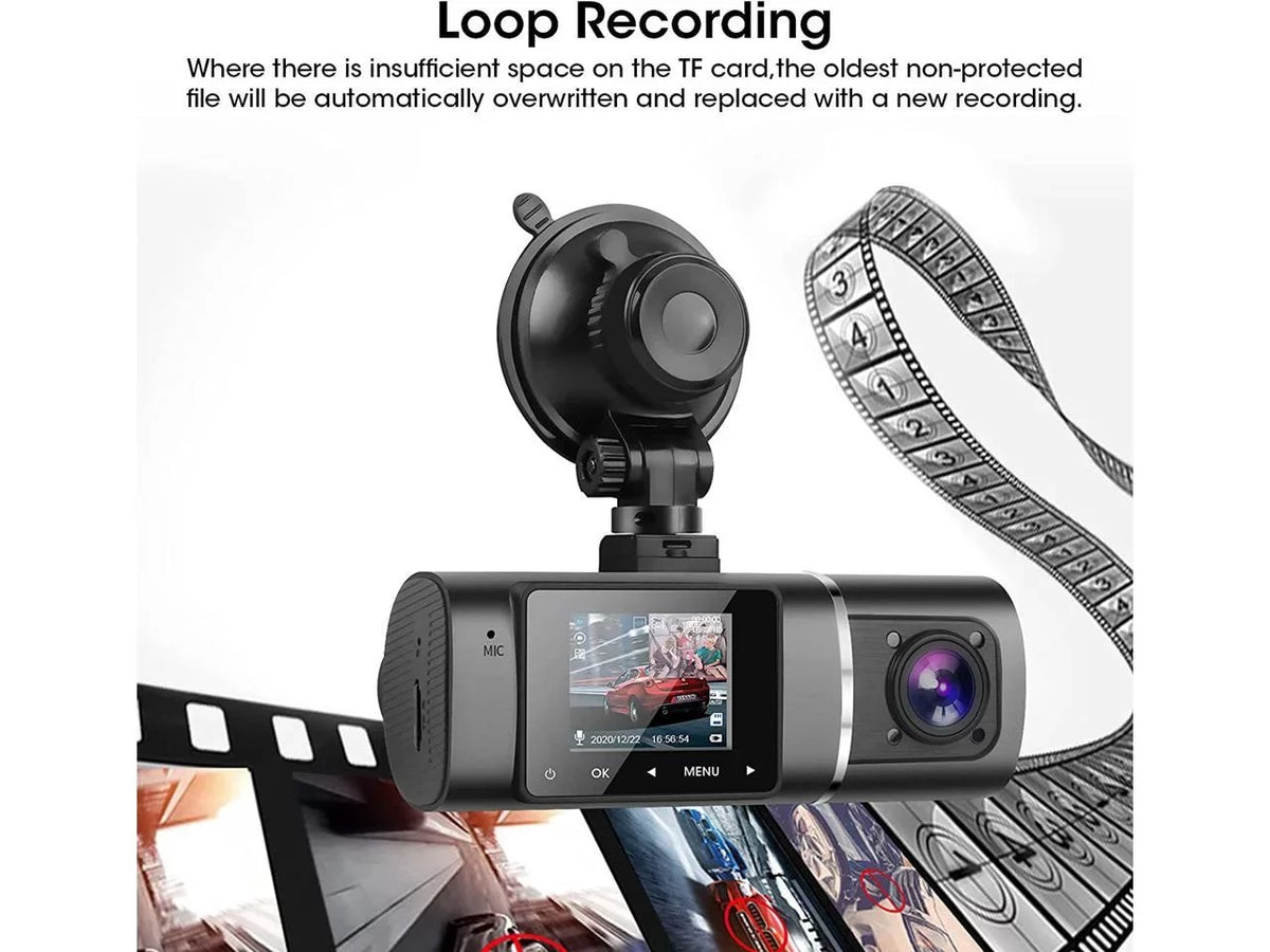 Cam Dual Night G-Sensor Inside Camera Taxi Kit FHD Recording WDR Recorder Driving Car Front Vision with Hardwire Included Cabin Rideshare 1080p+1080p Loop Dash Infrared for