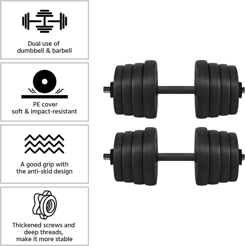 Women Body for Men and Adjustable Training Fitness Set, Gym/home Strength 66LB Weight Dumbbell Plates Barbell Workout Cap