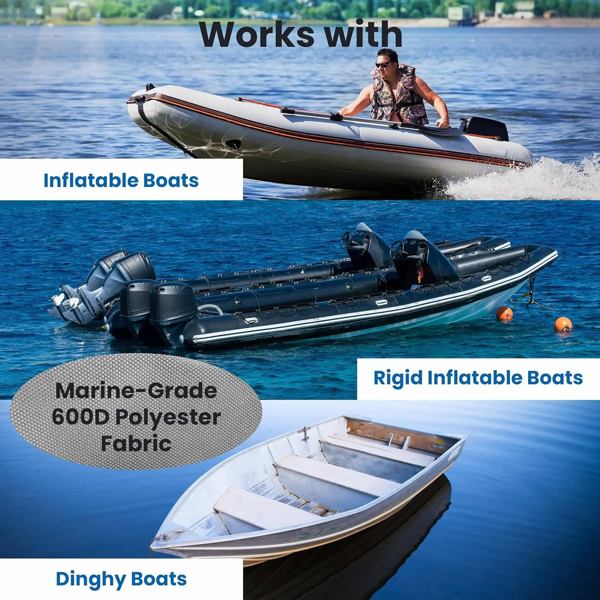 Gray Boat Pyle ft. Waterproof Cover to 12.5’ Shield Inflatable 13.5’ Protective Storage Armor