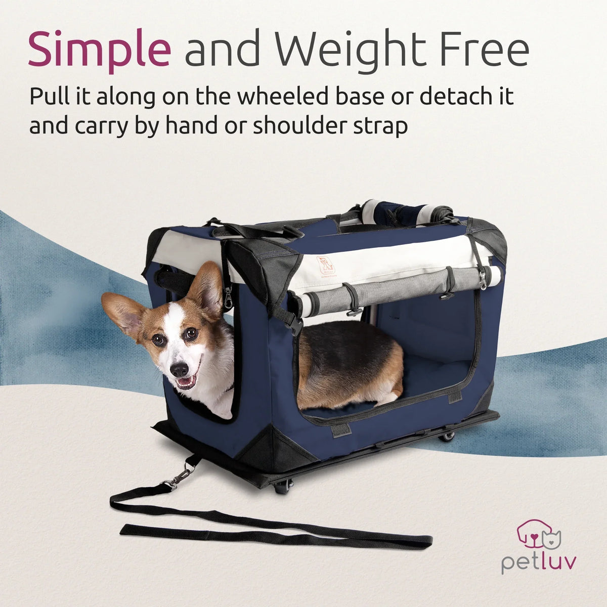 Zippers, Wheels, Crate Privacy Bed, Rolling Plush Travel Windows Soft Cat Sided, Detachable, PetLuv & Pull-Along & on Dog Carrier Locking