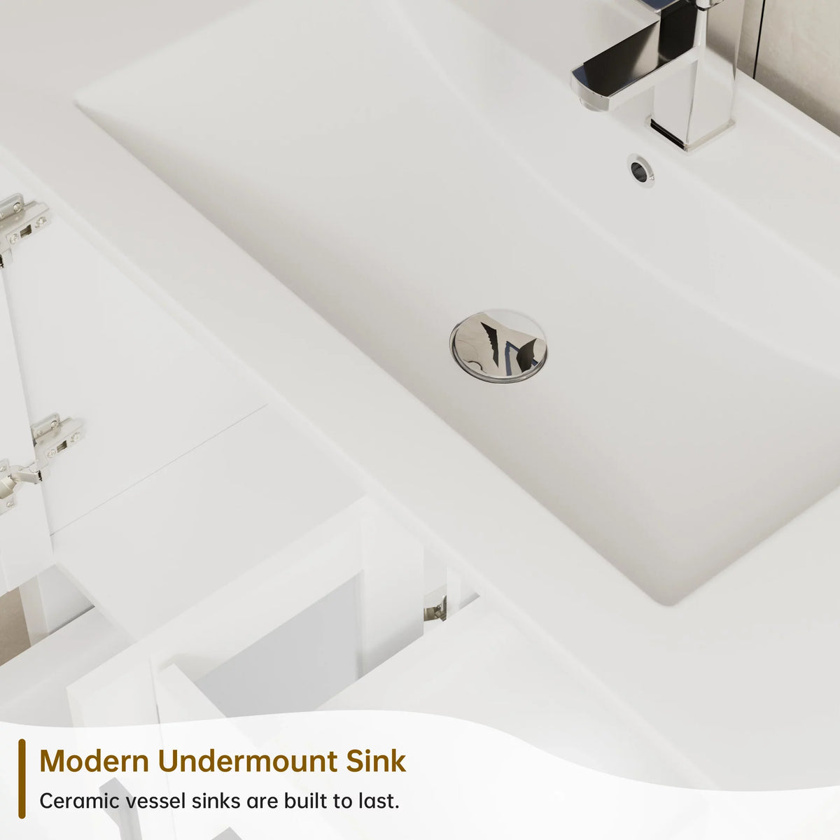 Chrome in Ceramic Faucet NOVALLA Top Bathroom Sink Up Basin with Sink, Bathroom Countertop Drop 36" Drain Pop with Vanity