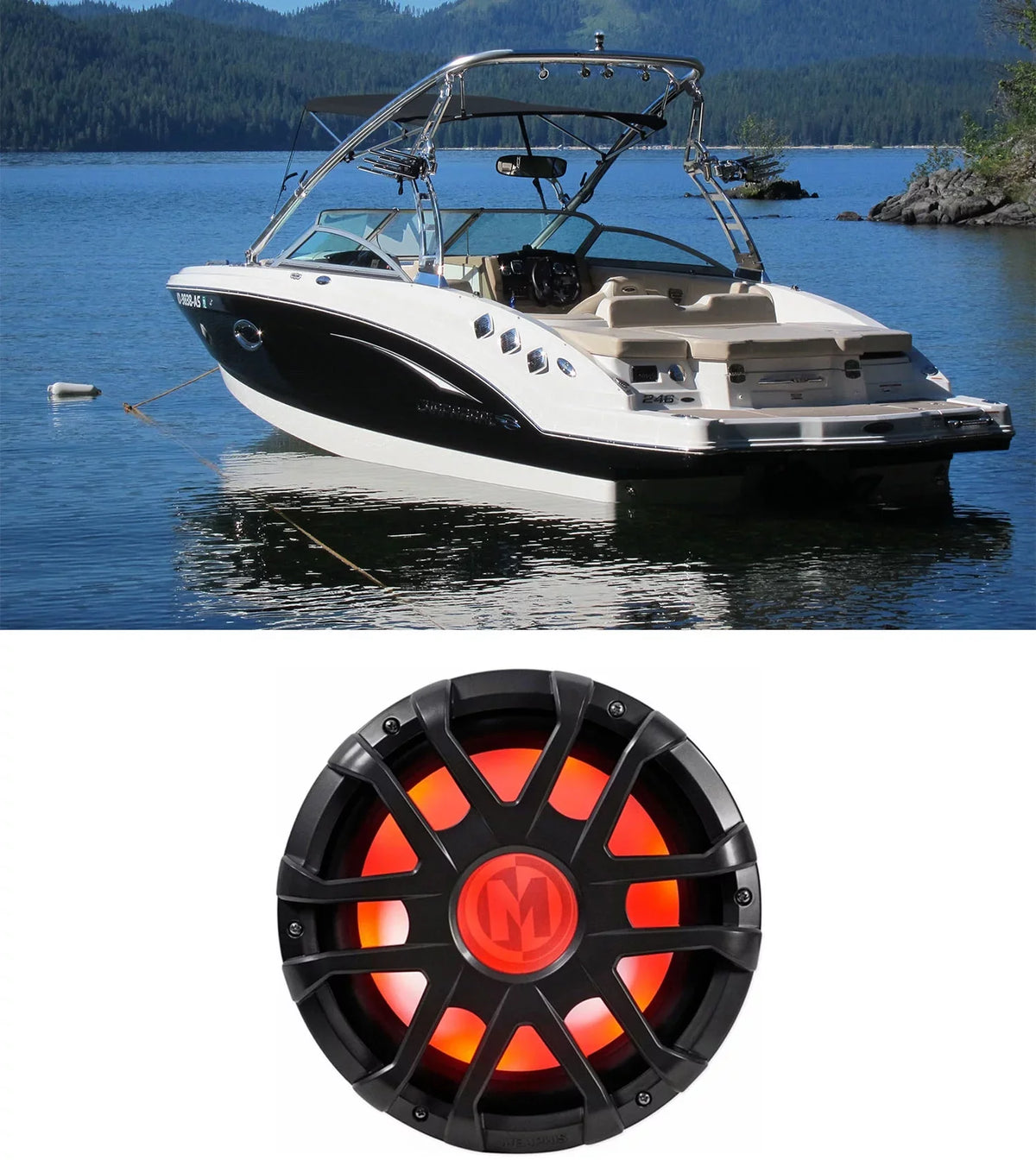 MXA1244 Memphis Audio 12" Watt Subwoofer Boat Marine LED Sub 4-Ohm Dual 500