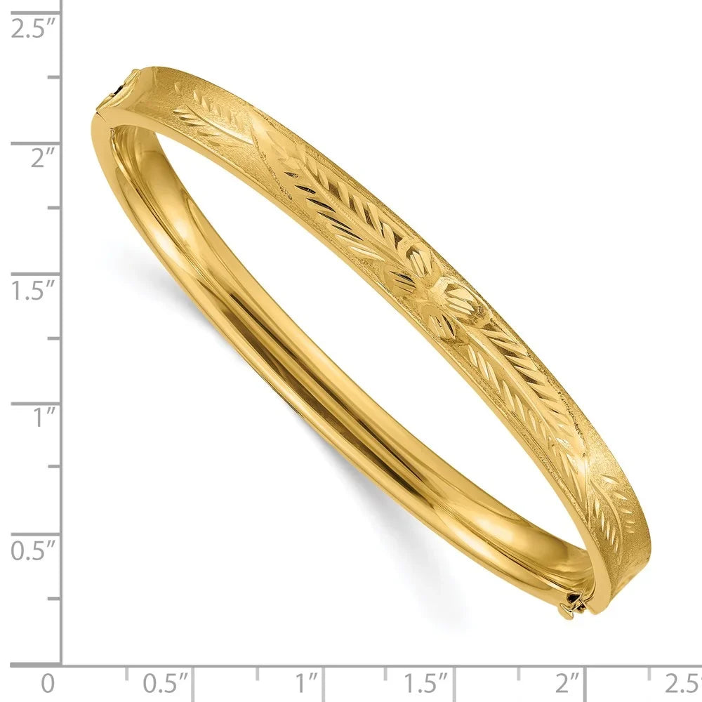 Hinged Diamond-cut Bangle Concave 14k Bracelet QCC4/16 4/16