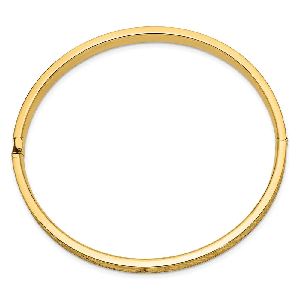 Hinged Diamond-cut Bangle Concave 14k Bracelet QCC4/16 4/16