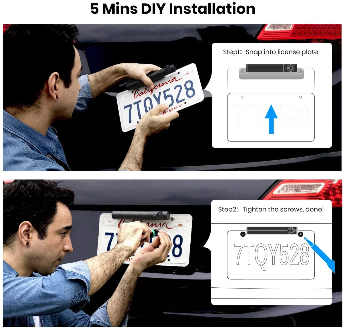 Rear System Wireless Solar Camera Observation Auto-Vox Highway with for Camera Backup View Trucks Trailer Panel,