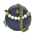 Crossbody Women's Pre-Owned Mark Navy/Gold/Off-White Bag CHANEL Shoulder Leather/Metal/Fake Coco (Good) Pochette Pearl