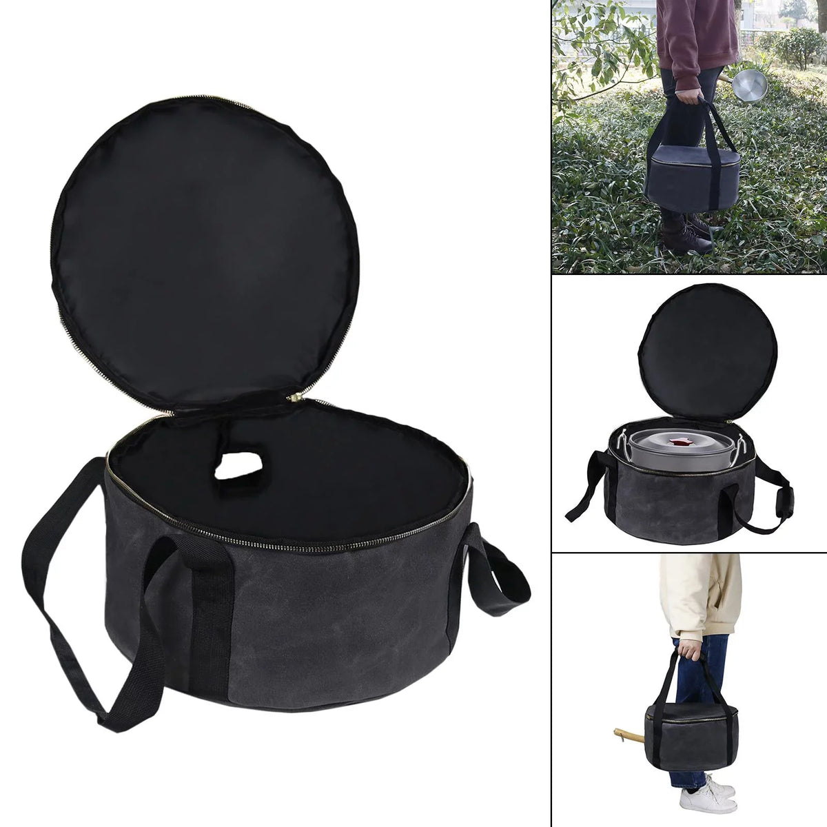 for Dutch Durable Handbag Multipurpose Bag Carry Cookware Bag - Activities Container Gray Storage BBQ Oven Camping Accessories ,Outdoor ,Fishing 12"