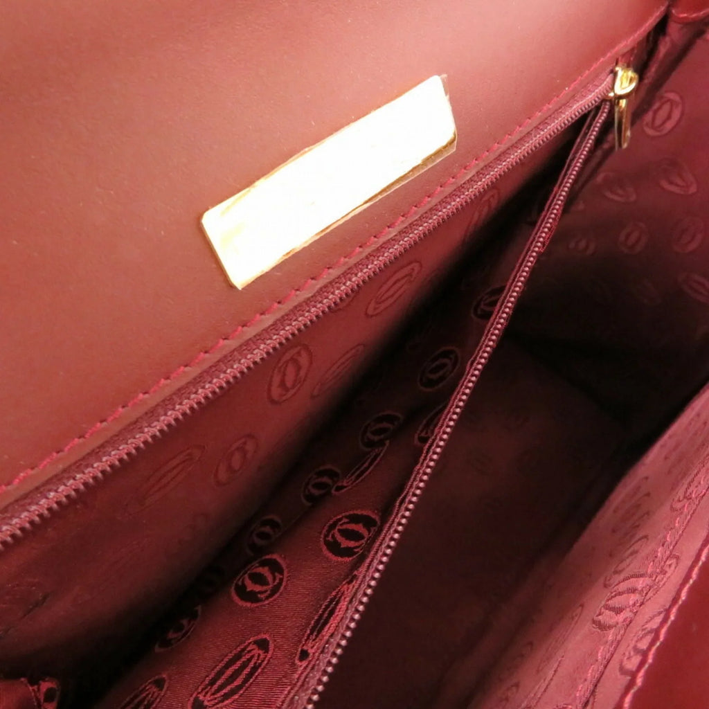 red line Cartier (Good) handbag must Pre-Owned bordeaux leather