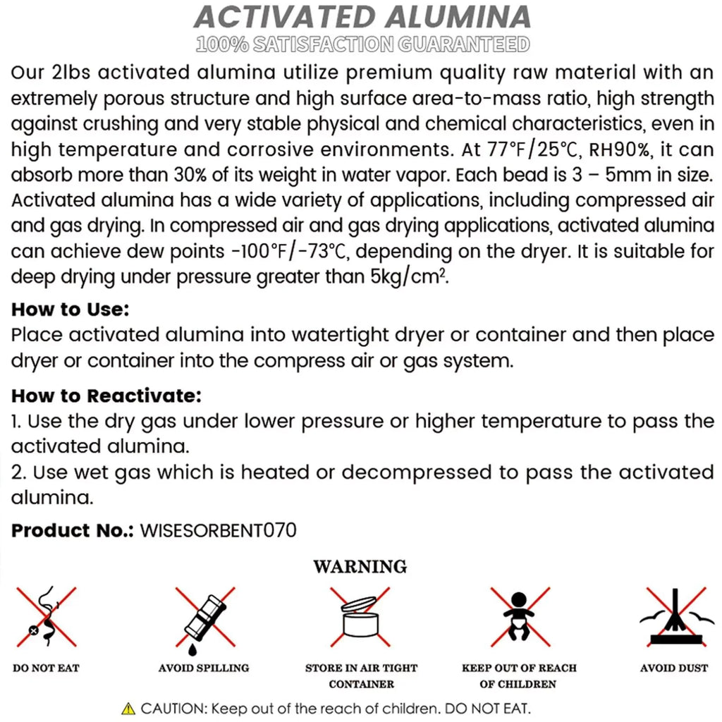 Dehumidifier Alumina 7.5LBS Alumina, Activated Desiccant Desiccant, Wisesorb Reusable