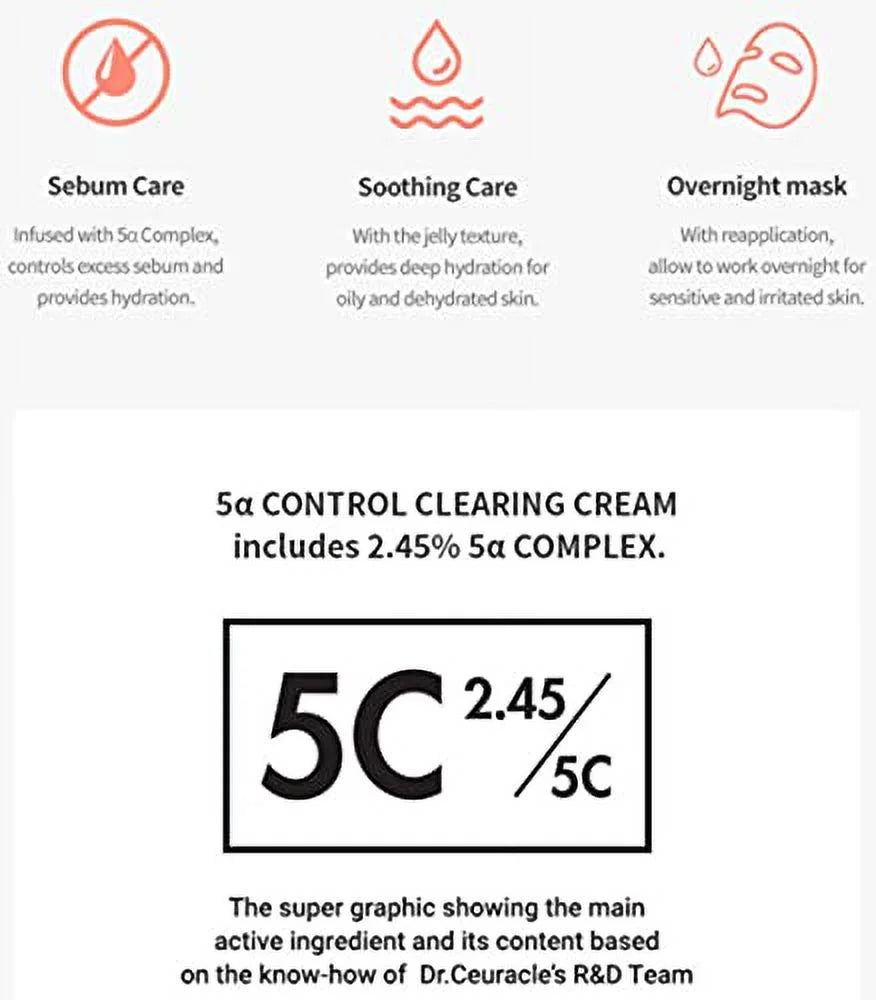 lightweight - Clearing Cream Control Gel-Type The Sebum oz Cream Dr.Ceuracle Excess that Controlling 5α 50ml/1.69