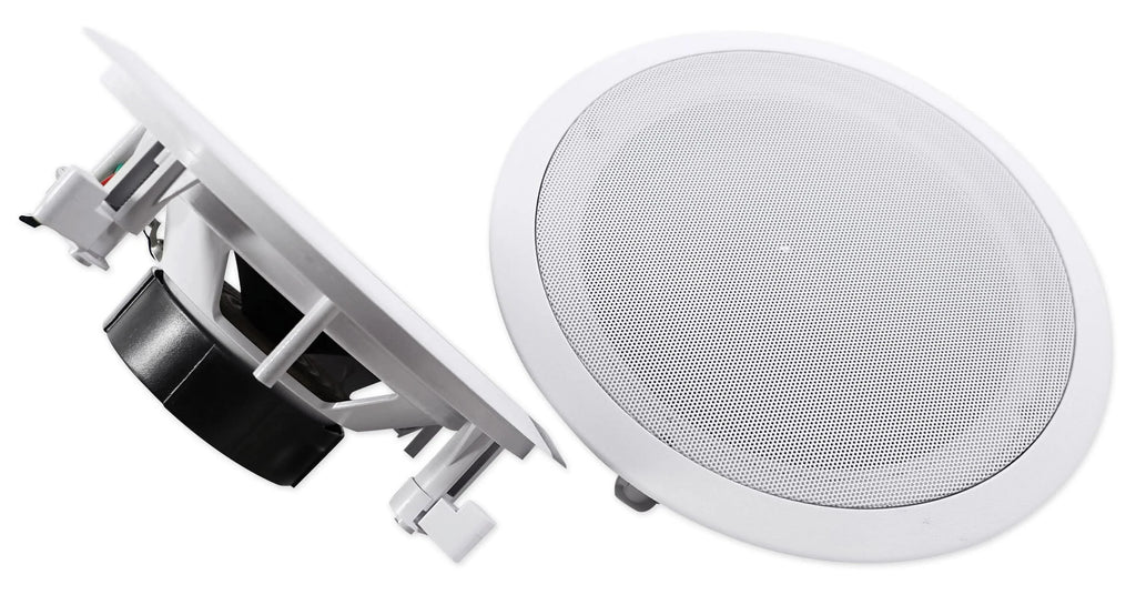 White 8" Kit 4-Room Audio Speakers Rockville Home Ceiling Receiver+(8) RPA40BT