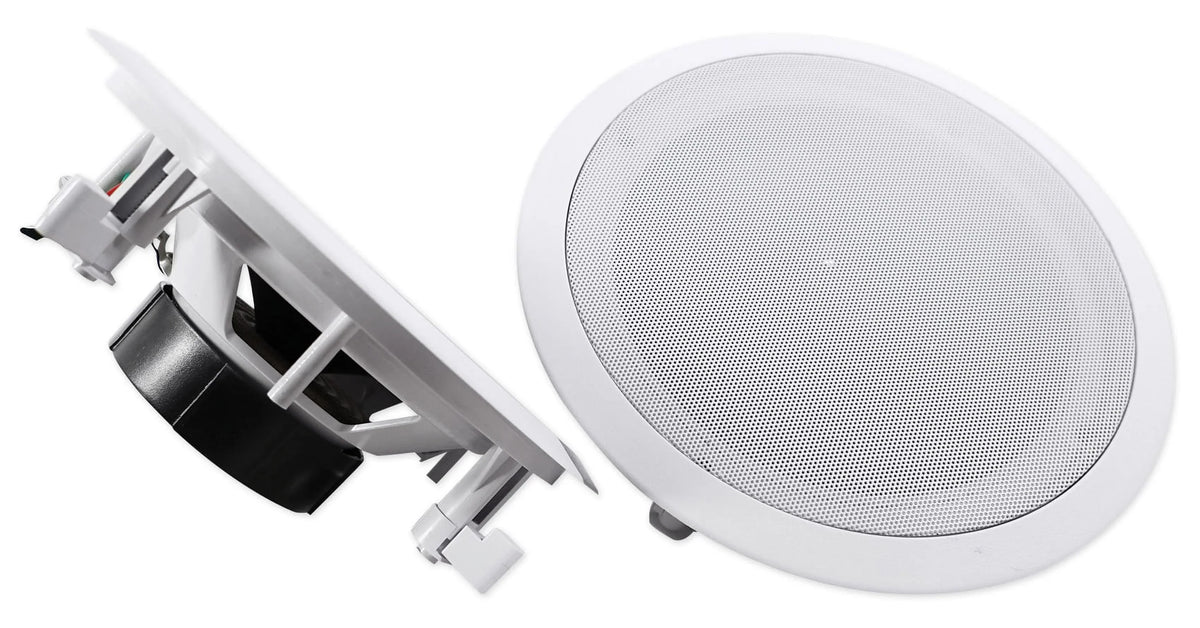 White 8" Kit 4-Room Audio Speakers Rockville Home Ceiling Receiver+(8) RPA40BT