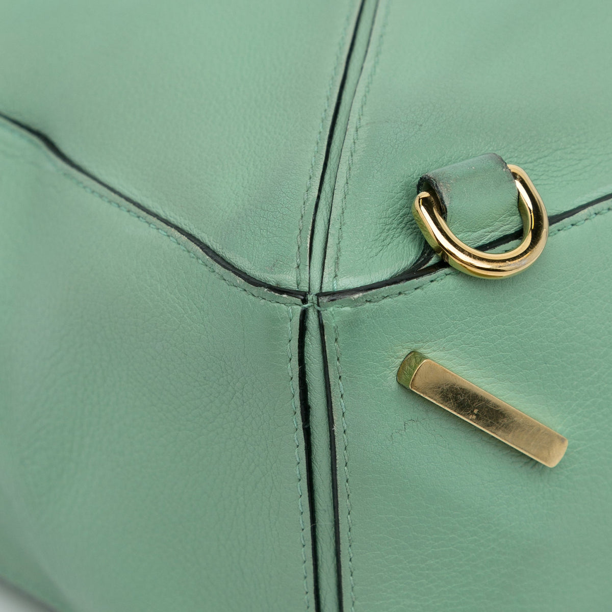 LOEWE (Good) Satchel Puzzle Green Leather Medium Pre-Owned Calf Unisex Authenticated
