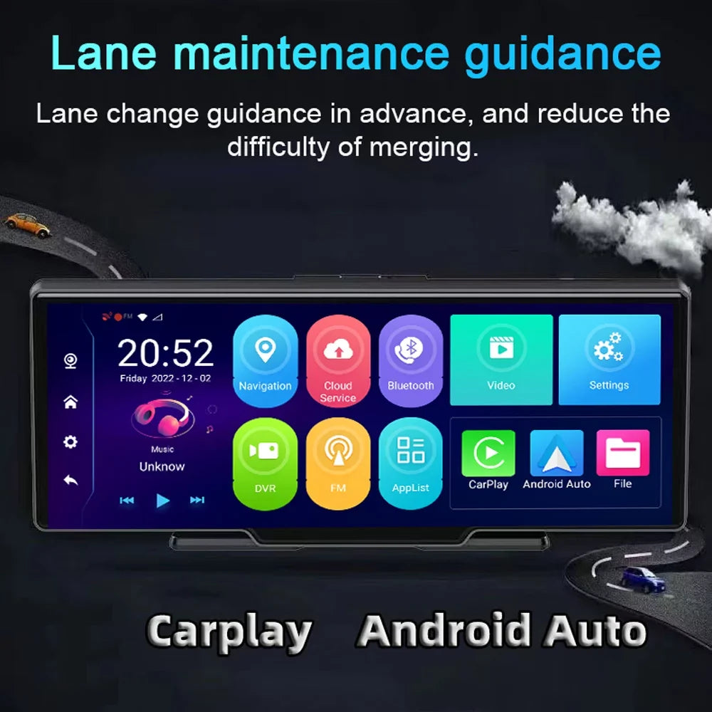 Car Recorder System Degree Night 10.26in Video Positioning Lens walmeck 170 Multi-language DVR Navigation Car Auto Cam Car Angle Viewing Dual Global Recorder Dash Wide